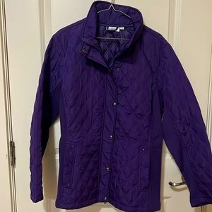 Purple quilted mid-weight jacket.